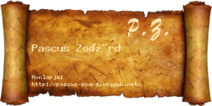 Pascus Zoárd névjegykártya